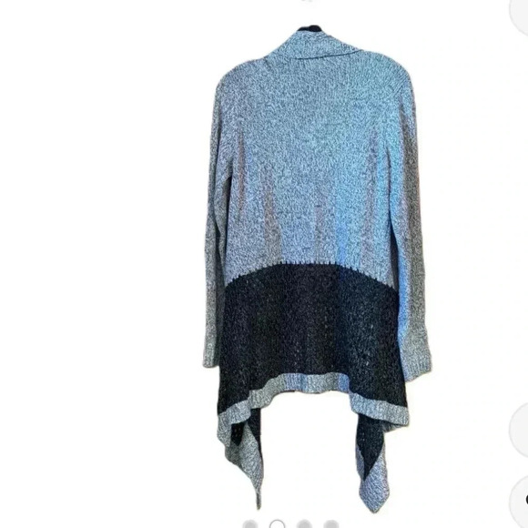 New Directions Gray Open Front Asymmetric Hem Cardigan Sweater Large - Picture 2 of 3